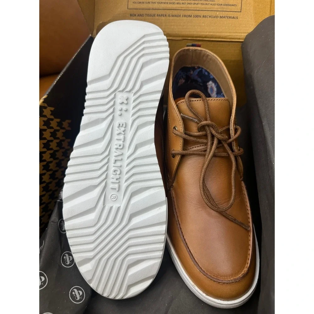 Thomas & Vine Banks Chukka Boots Mens 8 Cognac Excellent Leather Sneaker Sole‎